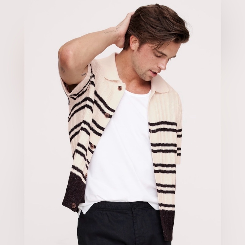 NWT Banana Republic Cotton Linen Resort Polo Sweater Sz Large (#671585) - Picture 3 of 8
